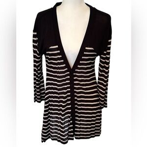 CABLE & GAUGE Black and Tan Striped Cardigan Size Large